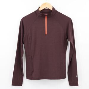 Kuhl Women's 1/4 Zip Pullover Sz XS Brown Outdoor Thumbholes Merino Wool Blend